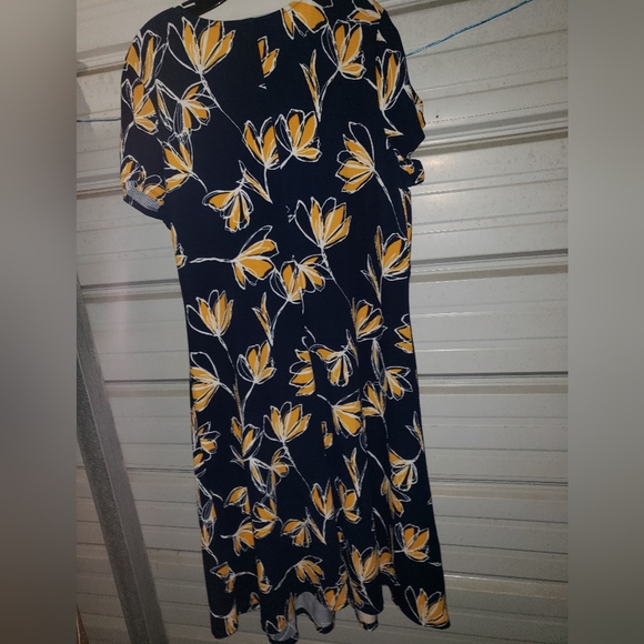 3X Plus Size Womens Spring Dress floral blue yellow new - Picture 5 of 6